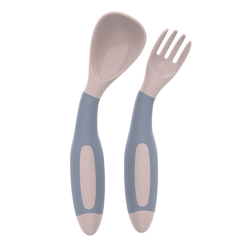 Self feeding Learning Bendable Fork and Spoon Set (Peach)